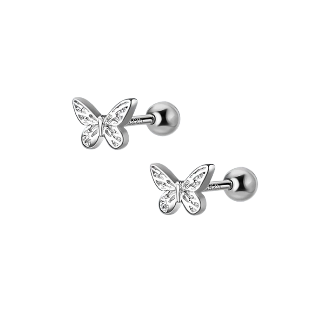 AROS MARIPOSA PLATA Y CIRCÓN - MARGARITA JOYERIA INFANTIL