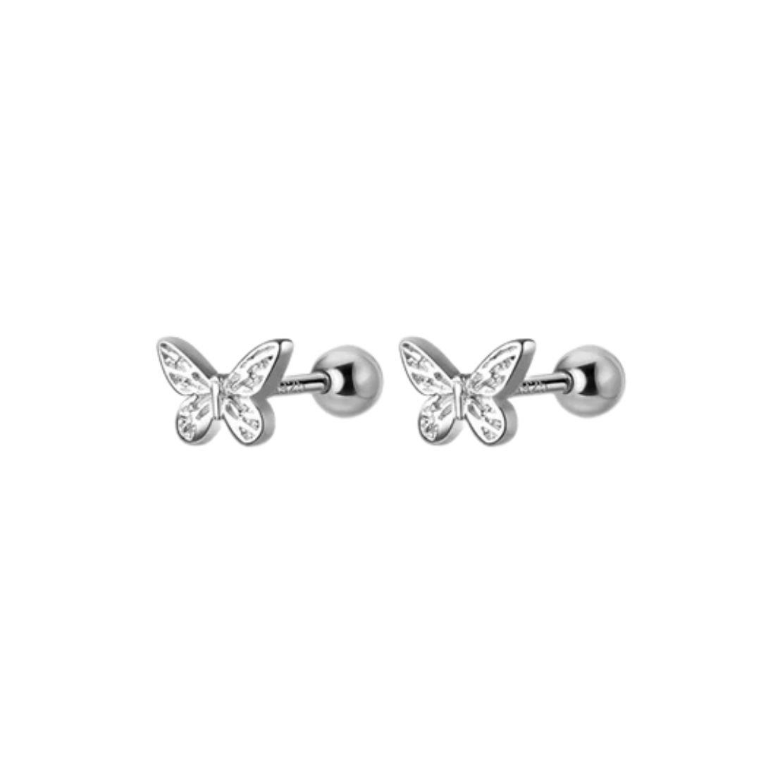 AROS MARIPOSA PLATA Y CIRCÓN - MARGARITA JOYERIA INFANTIL