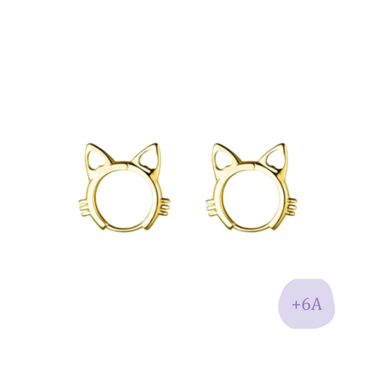 AROS ARGOLLA GATO CHAPADO EN ORO