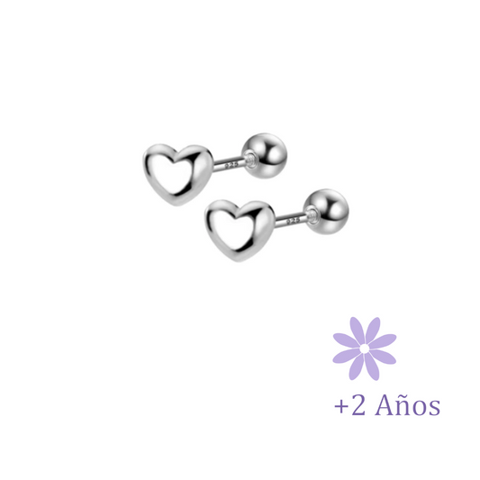 AROS CORAZON RELLENO GRANDE PLATA TORNILLO ROSCO